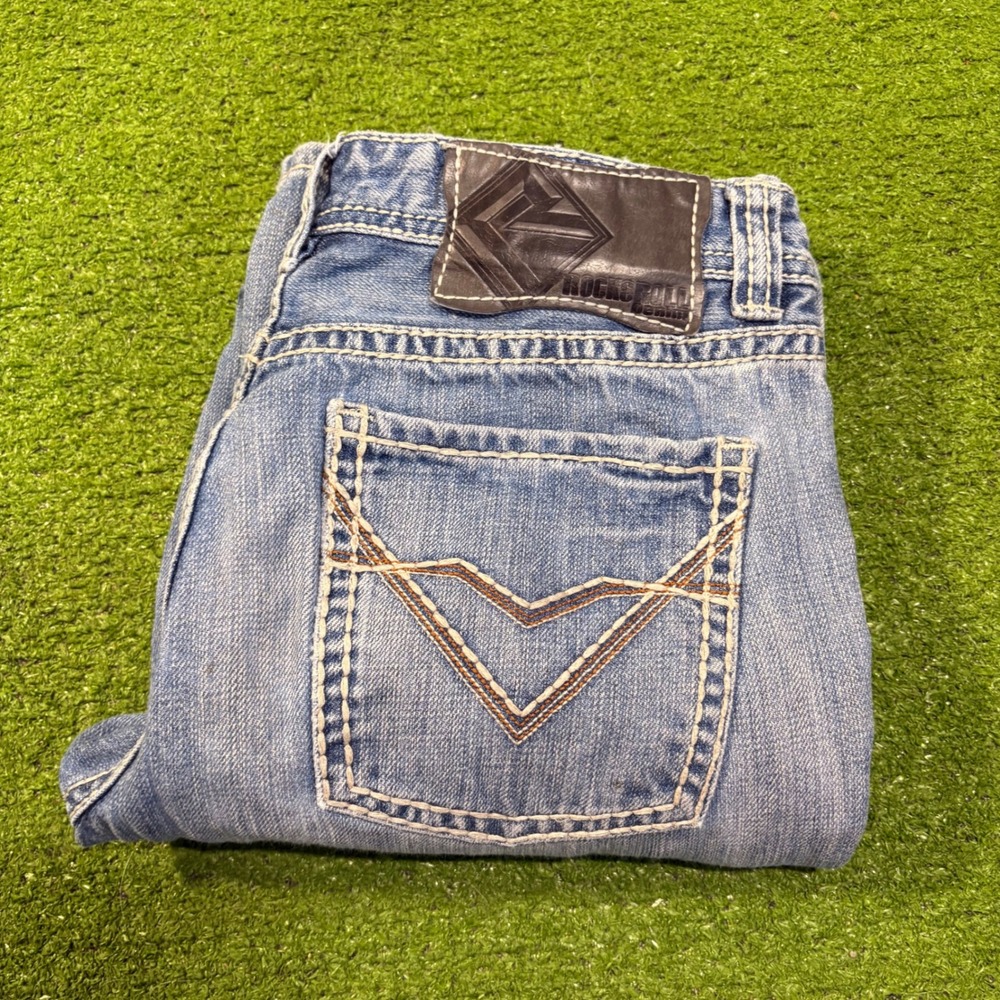 Rock and Roll Cowboy Pistol Mens Regular Bootcut Light Wash Jeans 30x34 M0P4956